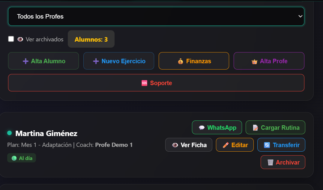 Panel de Control CoachFlow